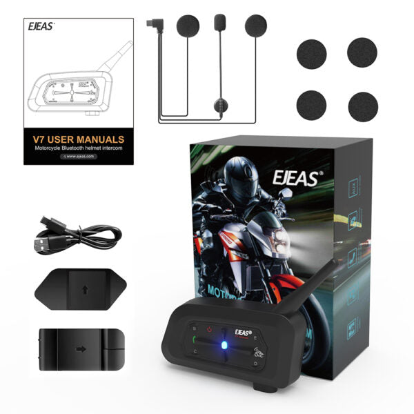 EJEAS V7 Helmet Bluetooth Intercom Headset Waterproof IP65