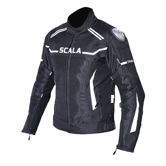 Mens Black Leather Cowhide Vented Scooter Riding Jacket