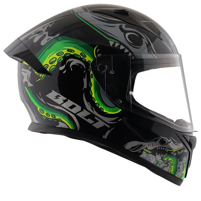 Black and store neon green helmet